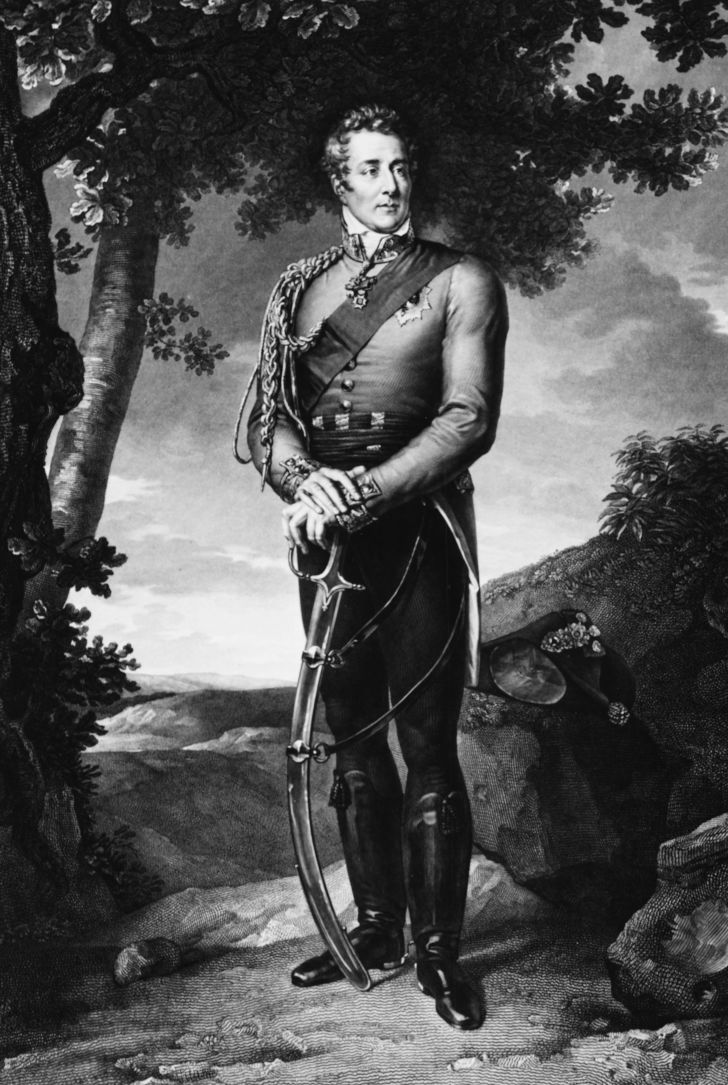 Arthur Wellesley, the 1st Duke of Wellington, in his German Hessian boots, circa 1814.