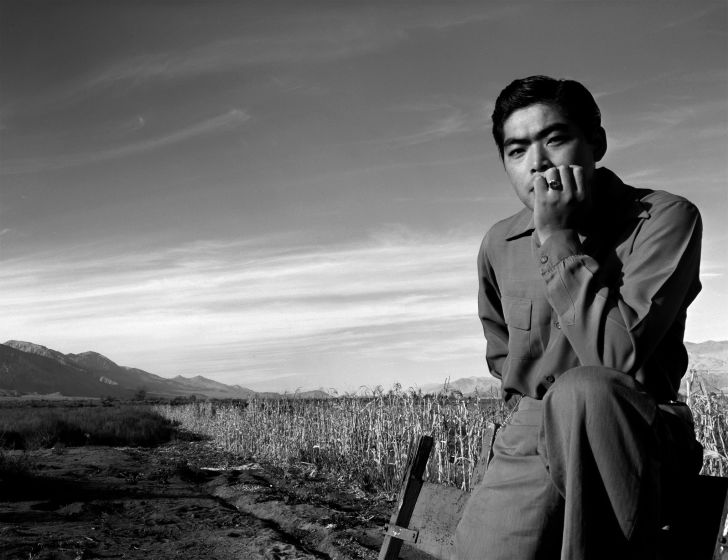Portrait of internee Tom Kobayashi at Manzanar War Relocation Center, Owens Valley, California, 1943