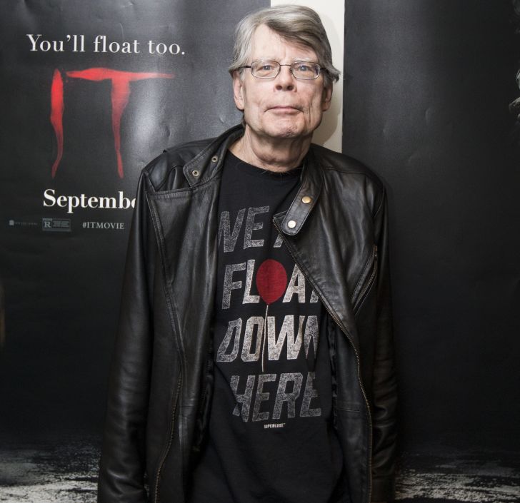 Author Stephen King poses at the premiere of IT in Bangor, Maine