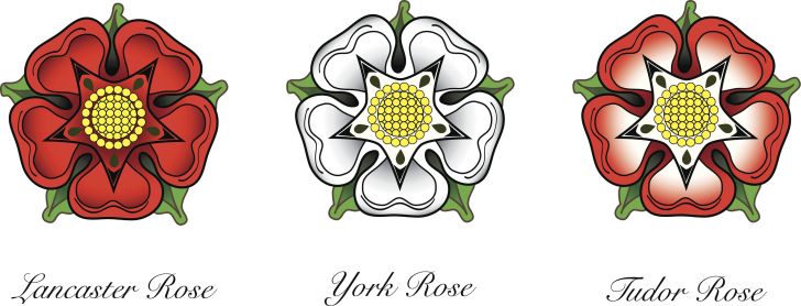 The York Rose, the Lancaster Rose, and the Tudor Rose.