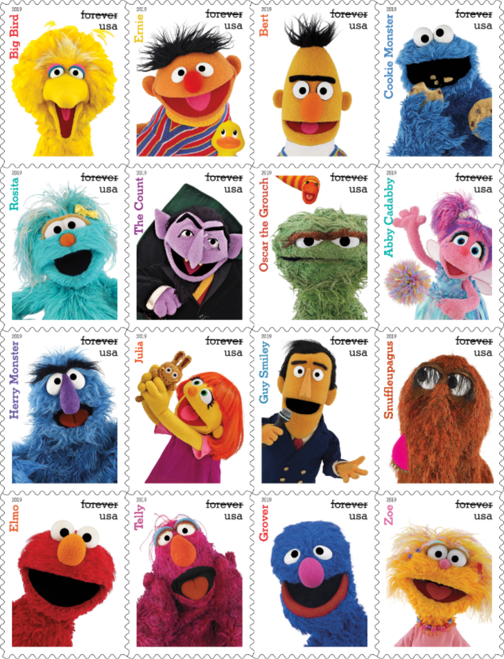 Sesame Street stamps from USPS.