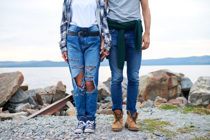 Couple hangs out in their favorite jeans