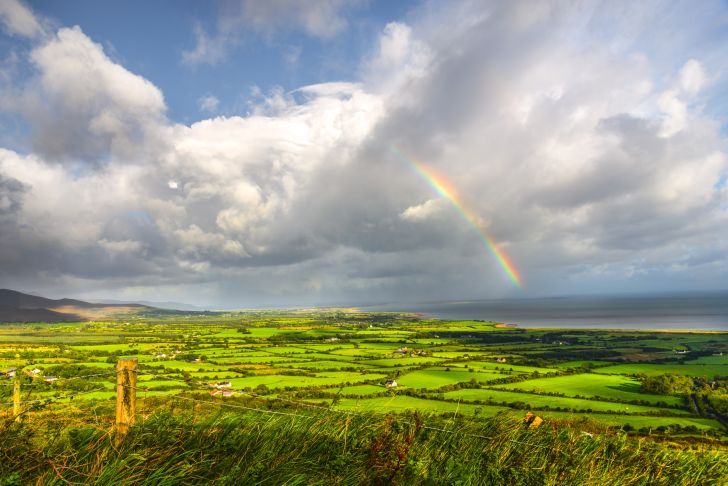 A rainbow over the Irish countryside