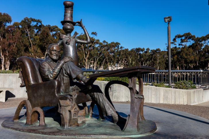 Statue of Dr. Seuss and The Cat in the Hat at University of California San Diego