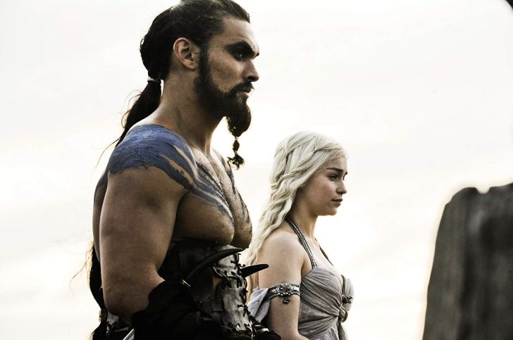 Jason Momoa and Emilia Clarke in Game of Thrones