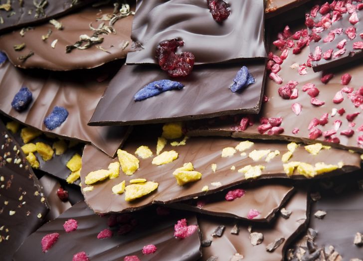 chocolate bark with various toppings