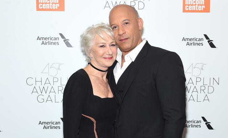 Helen Mirren and Vin Diesel attend the 45th Chaplin Award Gala at the on April 30, 2018 in New York City