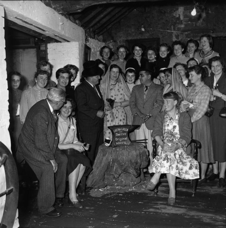 A wedding party during a wedding at Gretna Green Smithy
