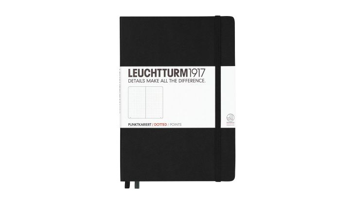 The cover of a black Leuchtturm1917 notebook