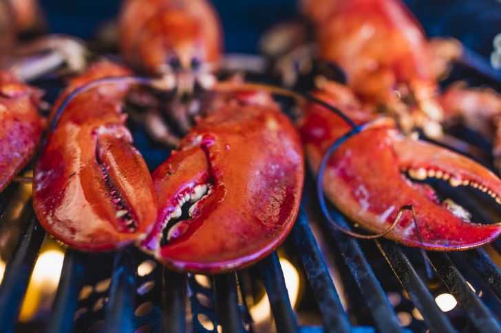 Grilling lobsters on the barbecue