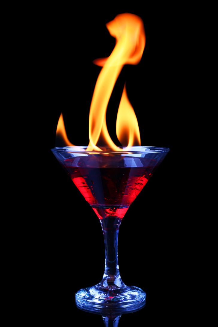 A burning cocktail