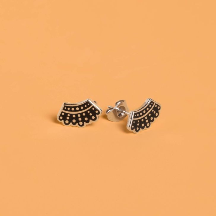 Ruth Bader Ginsburg collar earrings.