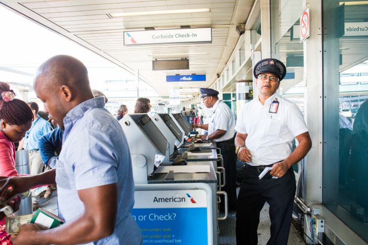 Curbside check-in at an airport