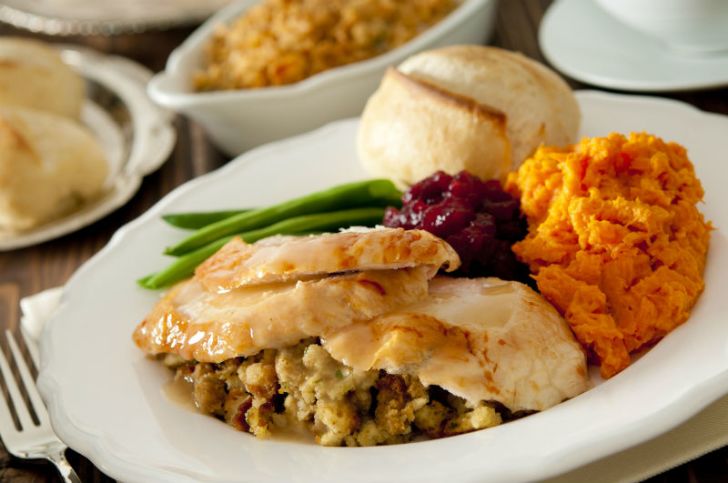 Sliced turkey is served on a plate