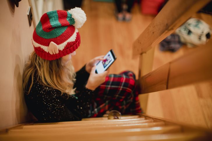 Girl wearing a Christmas winter hat Girl wearing a Christmas winter hat