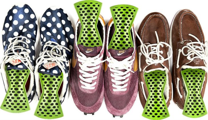 Remodeez Odor Eliminators are tucked inside shoes and sneakers