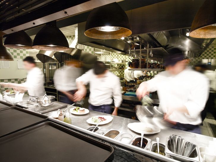 An overly busy restaurant kitchen
