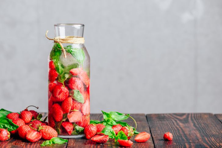 Strawberries in water.