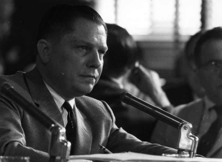 Jimmy Hoffa testifying at an investigation