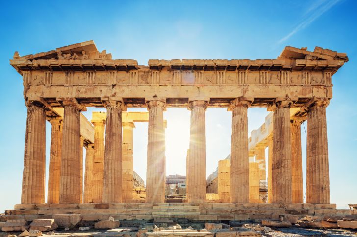 The Parthenon Temple at the Acropolis in Greece