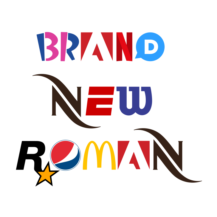 The words 'Brand New Roman' spelled out using the typeface