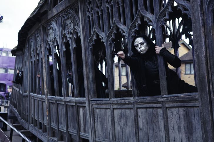 Actors in death eater costumes