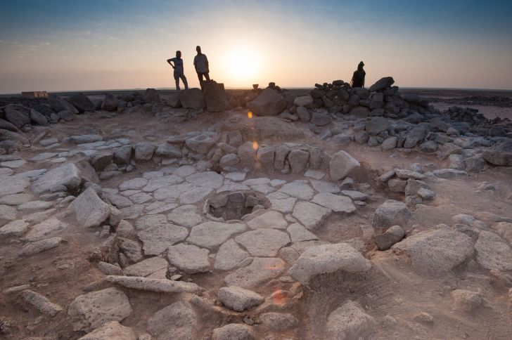 A fire pit in the desert