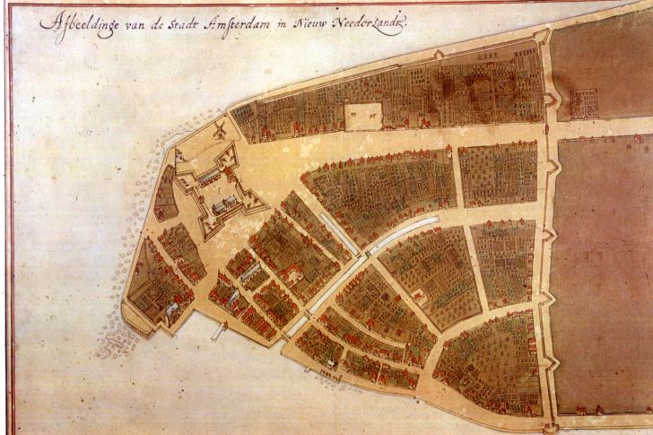 A 17th century map of Lower Manhattan
