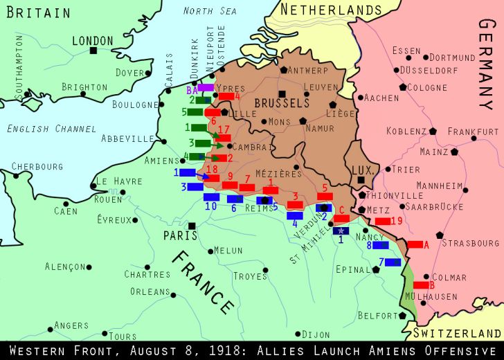 Maps of World War I positions in August 1918 Maps of World War I positions in August 1918