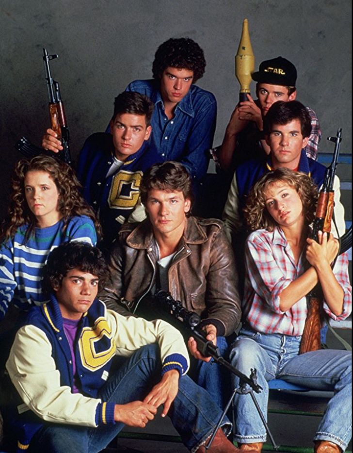 Charlie Sheen, Jennifer Grey, Patrick Swayze, Lea Thompson, C. Thomas Howell, Darren Dalton, Brad Savage, and Doug Toby in 'Red Dawn' (1984)