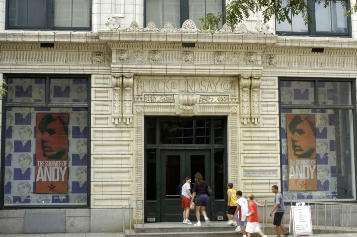 Visitors enter the Andy Warhol Museum in Pittsburgh, Pennsylvania