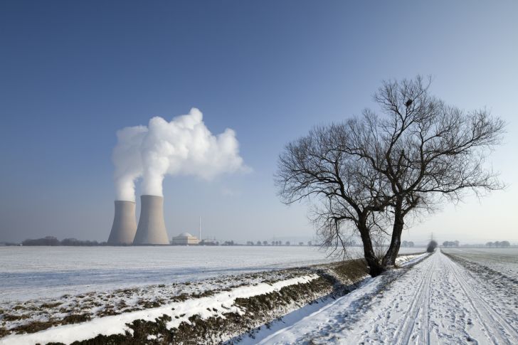 nuclear power plant during the winter