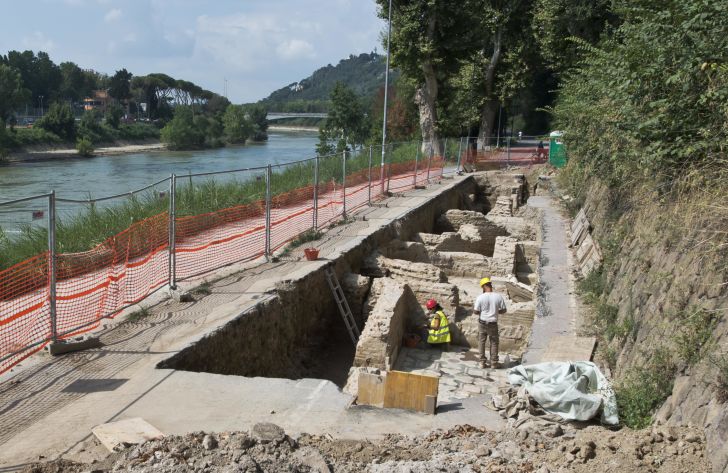The newly discovered structure next to the river