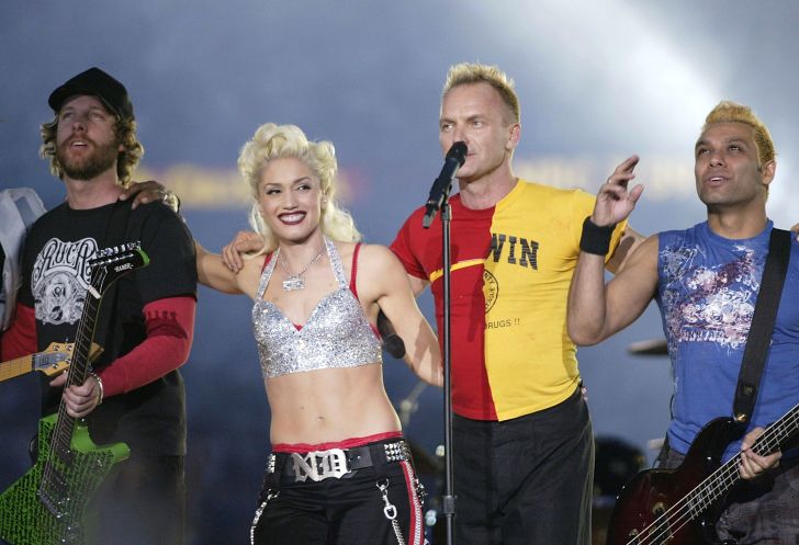 image of No Doubt band members at a Super Bowl performance