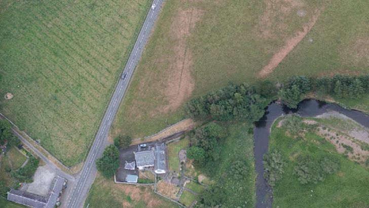 Aerial view of field.