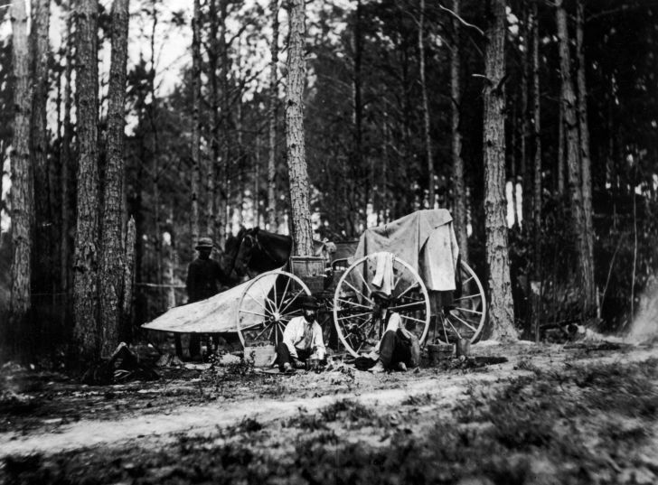 War photographer Mathew Brady's buggy was converted into a mobile darkroom and travelling studio, or, Whatizzit Wagon, during the American Civil War.
