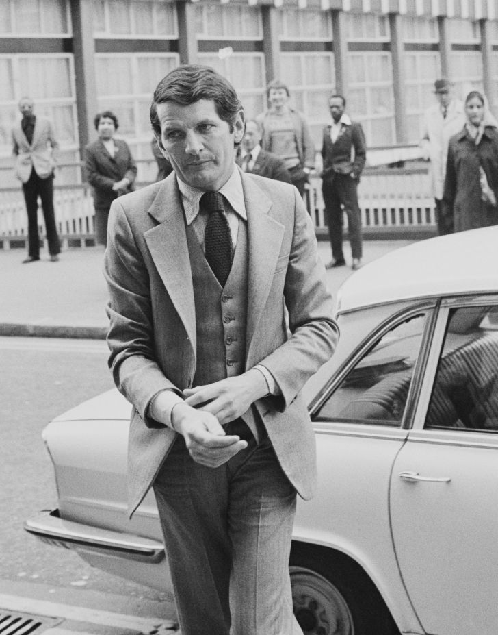 Norman Scott makes his way to court at the Old Bailey in London, during the trial of former Liberal Party leader Jeremy Thorpe, 21st May 1979. Scott has accused Thorpe and three other men of conspiracy to murder him