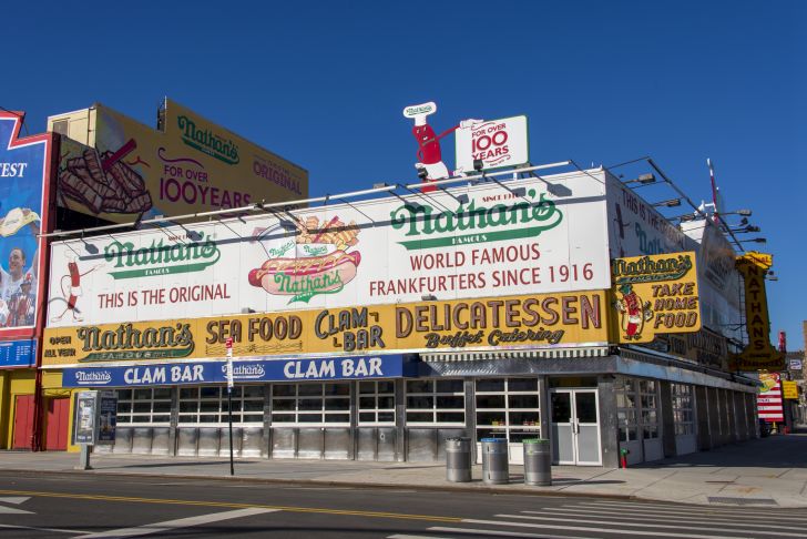 Image of the original Nathan's Famous location in Coney Island