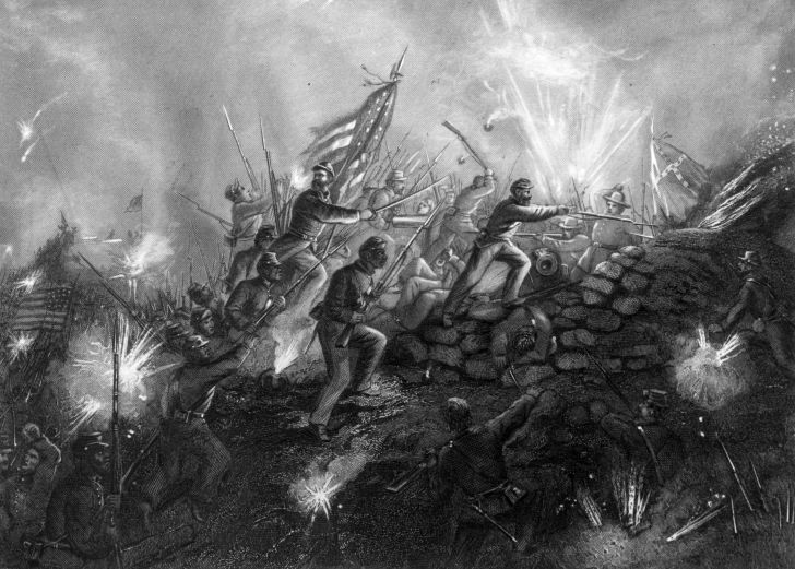 The Union attack on Fort Wagner, Charleston, during the American Civil War. The fort was under attack from July 18 to September 7, 1863, by soldiers including the 54th Massachusetts Volunteer Infantry, the first African-American regiment in the U.S. Army.