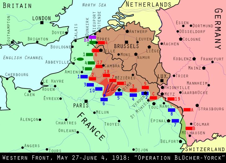 Map of the Western Front, May 27, 1918 Map of the Western Front, May 27, 1918