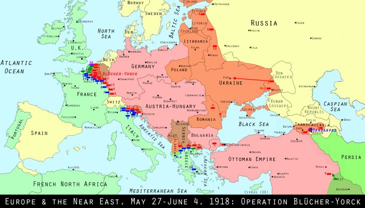 Europe, May 1918 map Europe, May 1918 map