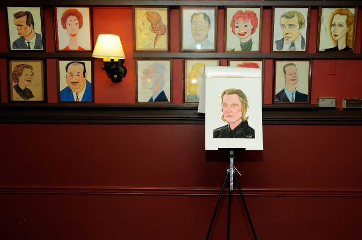 Christopher Walken's caricature in the foreground at Sardi's following its unveiling in 2010.