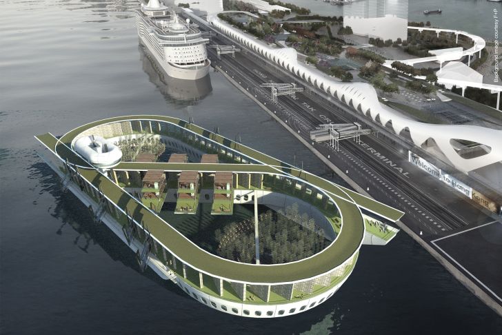 A rendering of a floating columbarium