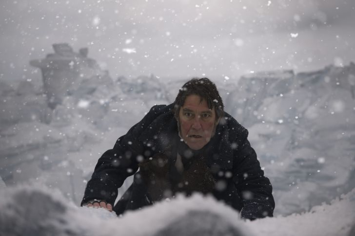 A scene from AMC's The Terror with Sir John Franklin and Tuunbaq A scene from AMC's The Terror with Sir John Franklin and Tunnbaq
