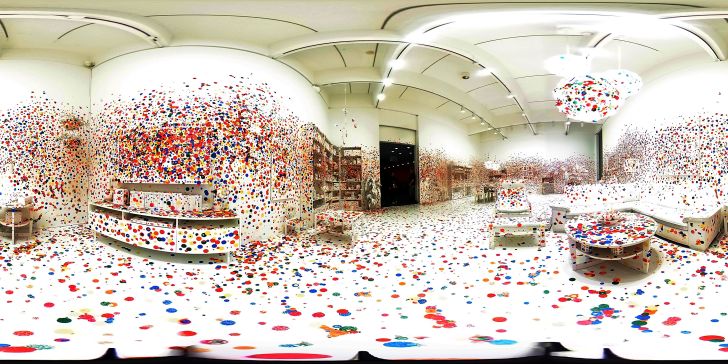 A room covered in polka dot stickers