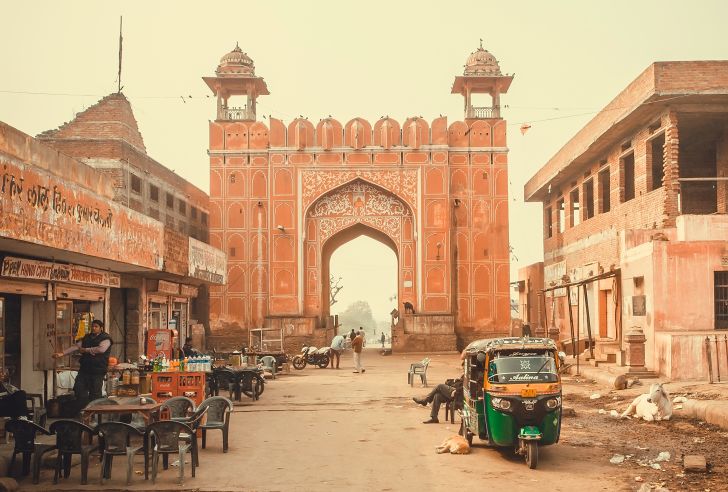 The gate leading into the Pink City
