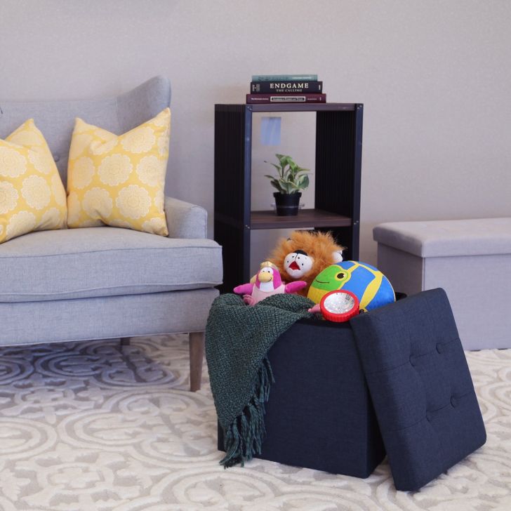 Foldable Tufted Storage Ottoman