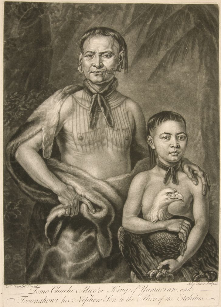 King of Yamacraw and his nephew, mezzotint by John Faber the Younger