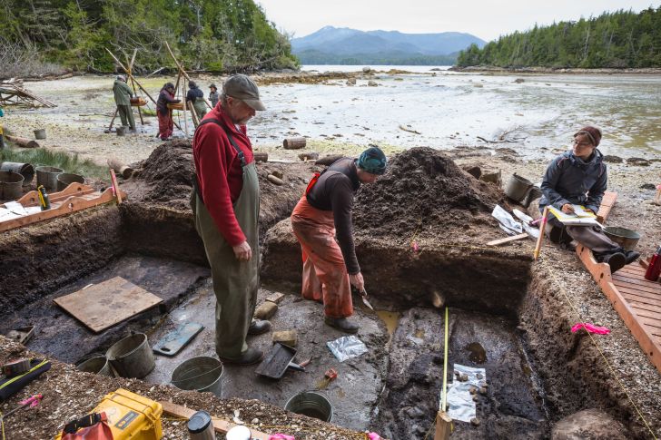 Archaeologists on Calvert Island, British Columbia, Canada Archaeologists on Calvert Island, British Columbia, Canada