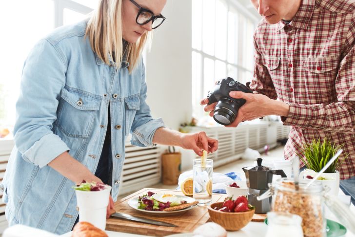 woman styling food